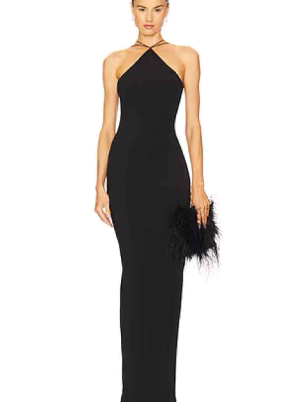Nookie Black Crisscross Halter Column Gown